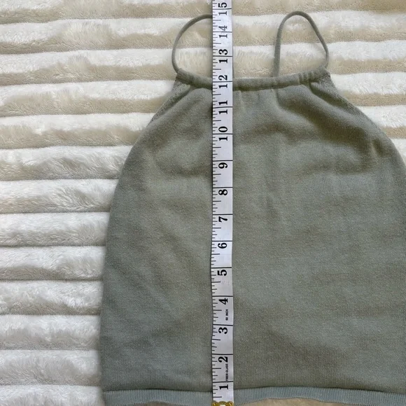 Brandy Melville Cotton Fitted Crop Camisole Light Green - Picture 6 of 6